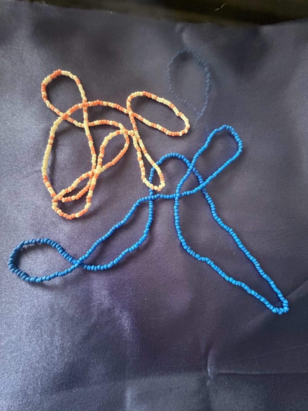 Handmade Seed Bead Necklaces in Orange & Blue